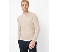 Rundhalspullover BRAX "Style RICK", Herren, Gr. L (52), beige, Strick, 44% Baumwolle, 36% Leinen, 20% Polyester, Rundhals, Pullover Rundhalspullover (61309507-L) beige