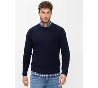 Rundhalspullover BRAX "Style RICK", Herren, Gr. S (48), schwarz (navy), Strick, 90% Schurwolle, 10% Kaschmir, Rundhals, Pullover Rundhalspullover, Cashlana: Strickpullover im Wolle-Kaschmir-Mix (33048