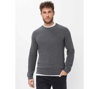 Rundhalspullover BRAX "Style ROY", Herren, Gr. S (48), grau (dunkelgrau), Strick, 44% Baumwolle, 29% Polyacryl, 27% Wolle, Rundhals, Pullover Rundhalspullover, Feel Good: Strickpullover im Baumwolle-W