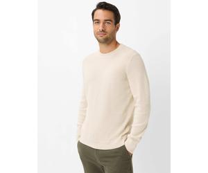 Rundhalspullover BRAX "Style ROY", Herren, Gr. XL (54), beige, Strick, 44% Baumwolle, 29% Polyacryl, 27% Wolle, Rundhals, Pullover Rundhalspullover, Feel Good: Strickpullover im Baumwolle-Wollmix (792