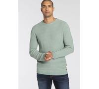 Rundhalspullover BRUNO BANANI, Damen, Gr. L (52/54), grün (grün melange), Strick, Obermaterial: 50% Baumwolle, 50% Polyacryl, meliert, schmal, Rundhals, Bündchen, Pullover Rundhalspullover, Topseller