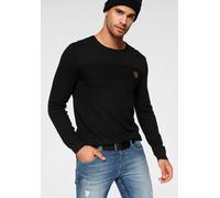 Rundhalspullover BRUNO BANANI, Herren, Gr. S (44/46), schwarz, Feinstrick, Obermaterial: 50% Baumwolle, 50% Polyacryl, unifarben, schmal, Rundhals, Bündchen, Pullover Rundhalspullover, in modischer St