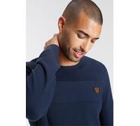 Rundhalspullover BRUNO BANANI, Herren, Gr. XL (56/58), blau (marine), Feinstrick, Obermaterial: 50% Baumwolle, 50% Polyacryl, schmal, Rundhals, Bündchen, Pullover Rundhalspullover, in modischer Strick