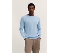 Rundhalspullover BUGATTI "Basic Essential", Damen, Gr. 3XL, blau (hellblau), 100% Baumwolle, regular fit, Rundhals, Rippbündchen, Pullover Rundhalspullover, aus reiner Baumwolle (92039132-XXXL) hellbl