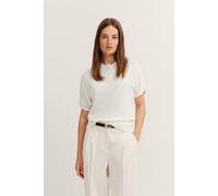 Rundhalspullover BUGATTI, Damen, Gr. M, weiß (10, weiß), 50% Viskose, 50% Polyacryl, unifarben, normal, Rippbündchen, Pullover Rundhalspullover, mit kurzen Ärmeln (99083605-M) 10, weiß