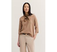 Rundhalspullover BUGATTI "elegant & bequem", Damen, Gr. S, braun (50, beige), 40% Wolle, 30% Viskose, 20% Polyamid, 10% Kaschmir, unifarben, normal, Rundhals, Bündchen, Pullover Rundhalspullover, aus
