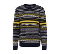 Rundhalspullover BUGATTI, Herren, Gr. L, grün (oliv), Sweatware, 80% Wolle, 20% Polyamid, gestreift, regular fit, Rundhals, Rippbündchen, Pullover Rundhalspullover, aus hochwertigem Woll-Mix (49476158