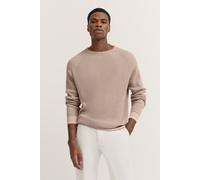 Rundhalspullover BUGATTI, Herren, Gr. XXL, beige (50, beige), 44% Baumwolle, 36% Leinen, 20% Polyester, unifarben, regular fit, Rundhals, Rippbündchen, Pullover Rundhalspullover, mit Ribstruktur (5173
