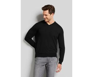 Rundhalspullover BUGATTI, Herren, Gr. XXL, schwarz, 100% Wolle, regular fit, V-Ausschnitt, Rippbündchen, Pullover Rundhalspullover, aus feiner Merinowolle (41727029-XXL) schwarz