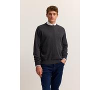 Rundhalspullover BUGATTI "Regular Fit", Herren, Gr. M, 280, dunkelgrau, Strick, 100% Baumwolle, unifarben, regular fit, Rundhals, Rippbündchen, Pullover Rundhalspullover, Basic Essential aus reiner Ba