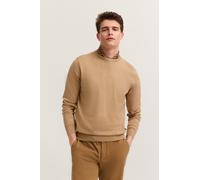 Rundhalspullover BUGATTI "Regular Fit", Herren, Gr. XL, beige (40, beige), Strick, 95% Baumwolle, 5% Kaschmir, unifarben, regular fit, Rundhals, Rippbündchen, Pullover Rundhalspullover, aus Baumwolle-