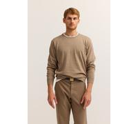 Rundhalspullover BUGATTI "Regular Fit", Damen, Gr. XXL, 50, beige, Sweatware, 100% Baumwolle, unifarben, regular fit, Rundhals, Rippbündchen, Pullover Rundhalspullover, Basic Essential aus reiner Baum