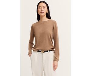 Rundhalspullover BUGATTI "weich & elegant", Damen, Gr. XXL, beige (50, beige), 40% Viskose, 30% Polyamid, 20% Polyester, 10% Kaschmir, unifarben, normal, Rundhals, Pullover Rundhalspullover, aus einem