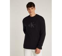 Rundhalspullover CALVIN KLEIN JEANS "CHENILLE MONOLOGO SWEATER", Herren, Gr. 3XL, schwarz (ck schwarz), Strick, Obermaterial: 60% Baumwolle, 40% Polyacryl, unifarben, regular fit, Rundhals, Strickbünd