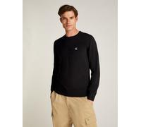 Rundhalspullover CALVIN KLEIN JEANS "MODERN CREW NECK SWEATER", Herren, Gr. XL, schwarz (ck schwarz), Strick, Obermaterial: 100% Baumwolle, unifarben, regular fit, Rundhals, elastischer Bund, Pullover