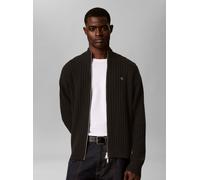 Rundhalspullover CALVIN KLEIN JEANS "VERTICAL TEXTURE COTTON", Herren, Gr. L, schwarz, Web, Obermaterial: 100% Baumwolle, unifarben, regular fit normal, Rundhals, eingesetzt gerader Abschluss, Pullove