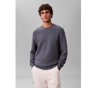 Rundhalspullover CALVIN KLEIN "LS TEXTURED COTTON CREWNK SWEATE", Herren, Gr. M, anchor navy, Web, Obermaterial: 100% Baumwolle, lässig geschnitten normal, Rundhals, eingesetzt Rippbündchen, Pullover