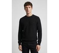 Rundhalspullover CALVIN KLEIN "LS TEXTURED COTTON CREWNK SWEATE", Herren, Gr. S, schwarz, Web, Obermaterial: 100% Baumwolle, unifarben, lässig geschnitten normal, Rundhals, eingesetzt Rippbündchen, Pu