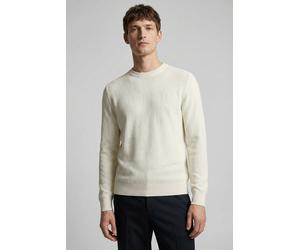 Rundhalspullover CALVIN KLEIN "LS TEXTURED COTTON CREWNK SWEATE", Herren, Gr. XL, tofu, Web, Obermaterial: 100% Baumwolle, unifarben, lässig geschnitten normal, Rundhals, eingesetzt Rippbündchen, Pull