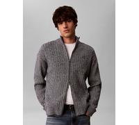 Rundhalspullover CALVIN KLEIN "VERTICAL TEXTURE COTTON", Herren, Gr. S, schwarz sapphire mouline, Web, Obermaterial: 100% Baumwolle, unifarben, regular fit normal, Rundhals, eingesetzt gerader Abschlu