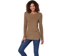 Rundhalspullover CASUAL LOOKS "Pullover", Damen, Gr. 38, braun (camel), 50% Baumwolle, 50% Polyacryl, unifarben, Pullover Rundhalspullover (61059746-38) camel