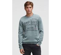 Rundhalspullover CAMP DAVID, Damen, Gr. XL, teal, Material: 100% Baumwolle, bedruckt, regular fit normal, Rundhals, eingesetzt Rippbündchen, Pullover Rundhalspullover, aus Baumwolle (25376156-XL) teal