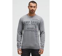 Rundhalspullover CAMP DAVID, Damen, Gr. L, schwarz stone, Material: 100% Baumwolle, bedruckt, regular fit normal, Rundhals, eingesetzt Rippbündchen, Pullover Rundhalspullover, aus Baumwolle (61477807-