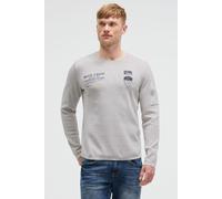 Rundhalspullover CAMP DAVID, Herren, Gr. XXL, storm grau, Feinstrick, Material: 100% Baumwolle, bedruckt, bestickt, regular fit normal, Rundhals, eingesetzt gerader Abschluss, Pullover Rundhalspullove