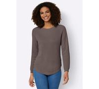 Rundhalspullover CASUAL LOOKS "Pullover", Damen, Gr. 40, grau (dunkeltaupe), 50% Baumwolle, 50% Polyacryl, gemustert, unifarben, Pullover Rundhalspullover (22618842-40) dunkeltaupe