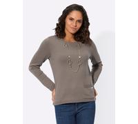 Rundhalspullover CASUAL LOOKS "Pullover", Damen, Gr. 44, grau (taupe), 50% Wolle, 30% Baumwolle, 20% Polyamid, unifarben, Pullover Rundhalspullover (89491126-44) taupe