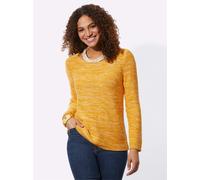 Rundhalspullover CASUAL LOOKS "Pullover", Damen, Gr. 48, gelb (ocker, meliert), 54% Baumwolle, 46% Polyacryl, meliert, figurumspielend, Pullover Rundhalspullover (92602632-48) ocker, meliert