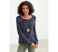 Rundhalspullover CASUAL LOOKS "schwarz", Damen, Gr. 40, blau (marine, meliert), 54% Baumwolle, 46% Polyacryl, meliert, figurumspielend, Pullover Rundhalspullover (66398202-40) marine, meliert
