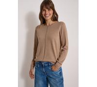 Rundhalspullover CECIL, Damen, Gr. 3XL (48), beige (creamy mocha melange), Web, 60% Baumwolle, 40% Viskose, unifarben, normal normal, Rundhals, Rippbündchen, Pullover Rundhalspullover, im soften Baumw