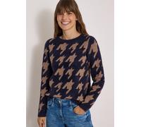 Rundhalspullover CECIL, Damen, Gr. 3XL (48), urban dunkelblau, Web, 67% Polyester, 33% Baumwolle, gemustert, normal normal, Rundhals, abgesteppt, Pullover Rundhalspullover, aus softem Materialmix (853
