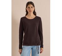 Rundhalspullover CECIL, Damen, Gr. L (42), braun (truffle braun), Web, 60% Baumwolle, 40% Viskose, unifarben, normal normal, Rundhals, Rippbündchen, Pullover Rundhalspullover, mit Struktur-Optik (3192