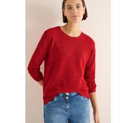 Rundhalspullover CECIL, Damen, Gr. L (42), fiery rot heather melange, Strick, Obermaterial: 60% Baumwolle, 40% Polyester, meliert, regular fit normal, Rundhals, gerader Abschluss, Pullover Rundhalspul
