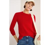 Rundhalspullover CECIL, Damen, Gr. L (42), fiery rot, Strick, Obermaterial: 37% Baumwolle, 34% Polyacryl, 26% Polyester, 3% Elasthan, unifarben, regular fit normal, Rundhals, Rippbündchen, Pullover Ru