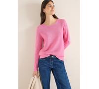 Rundhalspullover CECIL, Damen, Gr. L (42), heather schwarz blossom melange, Strick, Obermaterial: 60% Baumwolle, 40% Polyester, meliert, regular fit normal, Rundhals, gerader Abschluss, Pullover Rundh