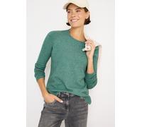 Rundhalspullover CECIL, Damen, Gr. L (42), jewel grün melange, Strick, Obermaterial: 37% Baumwolle, 34% Polyacryl, 26% Polyester, 3% Elasthan, meliert, regular fit normal, Rundhals, Rippbündchen, Pull