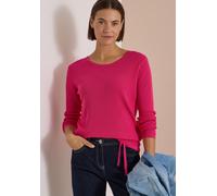 Rundhalspullover CECIL, Damen, Gr. L (42), pink (pink flash), Web, 60% Baumwolle, 40% Viskose, unifarben, normal normal, Rundhals, abgesteppt, Pullover Rundhalspullover, im soften Baumwoll-Mix (359123