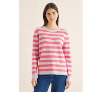 Rundhalspullover CECIL, Damen, Gr. L (42), pumkin orange, Web, 37% Baumwolle, 34% Polyacryl, 26% Polyester, 3% Elasthan, gestreift, comfort fit normal, Rundhals, Bündchen, Pullover Rundhalspullover, F