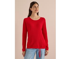 Rundhalspullover CECIL, Damen, Gr. L (42), rot (flame rot), Web, 60% Baumwolle, 40% Viskose, unifarben, normal normal, Rundhals, Rippbündchen, Pullover Rundhalspullover, mit Struktur-Optik (53710531-L