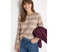 Rundhalspullover CECIL, Damen, Gr. L (42), urban taupe, Strick, Obermaterial: 85% Polyester, 15% Baumwolle, colorblocking, gestreift, lässig geschnitten hüftbedeckend, Rundhals, Pullover Rundhalspullo