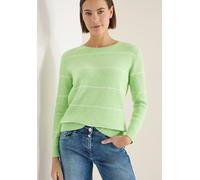 Rundhalspullover CECIL, Damen, Gr. M (40), bamboo grün melange, Strick, Obermaterial: 37% Baumwolle, 34% Polyacryl, 26% Polyester, 3% Elasthan, normal, Rundhals, Rippstrickbündchen, Pullover Rundhalsp