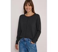 Rundhalspullover CECIL, Damen, Gr. M (40), grau (charcoal grau melange), Web, 60% Baumwolle, 40% Viskose, unifarben, normal normal, Rundhals, Rippbündchen, Pullover Rundhalspullover, im soften Baumwol
