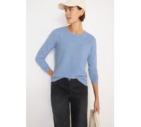 Rundhalspullover CECIL, Damen, Gr. M (40), mountain heather melange, Strick, Obermaterial: 60% Baumwolle, 40% Polyester, meliert, regular fit normal, Rundhals, gerader Abschluss, Pullover, mit Struktu