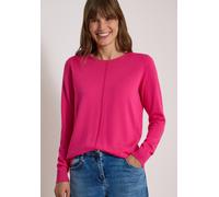 Rundhalspullover CECIL, Damen, Gr. M (40), pink (pink flash), Web, 60% Baumwolle, 40% Viskose, unifarben, normal normal, Rundhals, Rippbündchen, Pullover Rundhalspullover, im soften Baumwoll-Mix, Tops