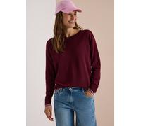 Rundhalspullover CECIL, Damen, Gr. M (40), rot (rot wine), Feinstrick, 60% Baumwolle, 40% Viskose, unifarben, comfort fit normal, Rundhals, abgesteppt, Pullover Rundhalspullover, aus Feinstrick, Topse