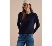Rundhalspullover CECIL, Damen, Gr. S (38), blau (urban dunkelblau), Feinstrick, 60% Baumwolle, 40% Viskose, unifarben, comfort fit normal, Rundhals, abgesteppt, Pullover Rundhalspullover, aus Feinstri