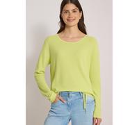 Rundhalspullover CECIL, Damen, Gr. S (38), grün (citrin grün), Strick, Obermaterial: 60% Baumwolle, 40% Viskose, figurumspielend hüftbedeckend, Rundhals, Pullover Rundhalspullover, Feines Waffelstrukt